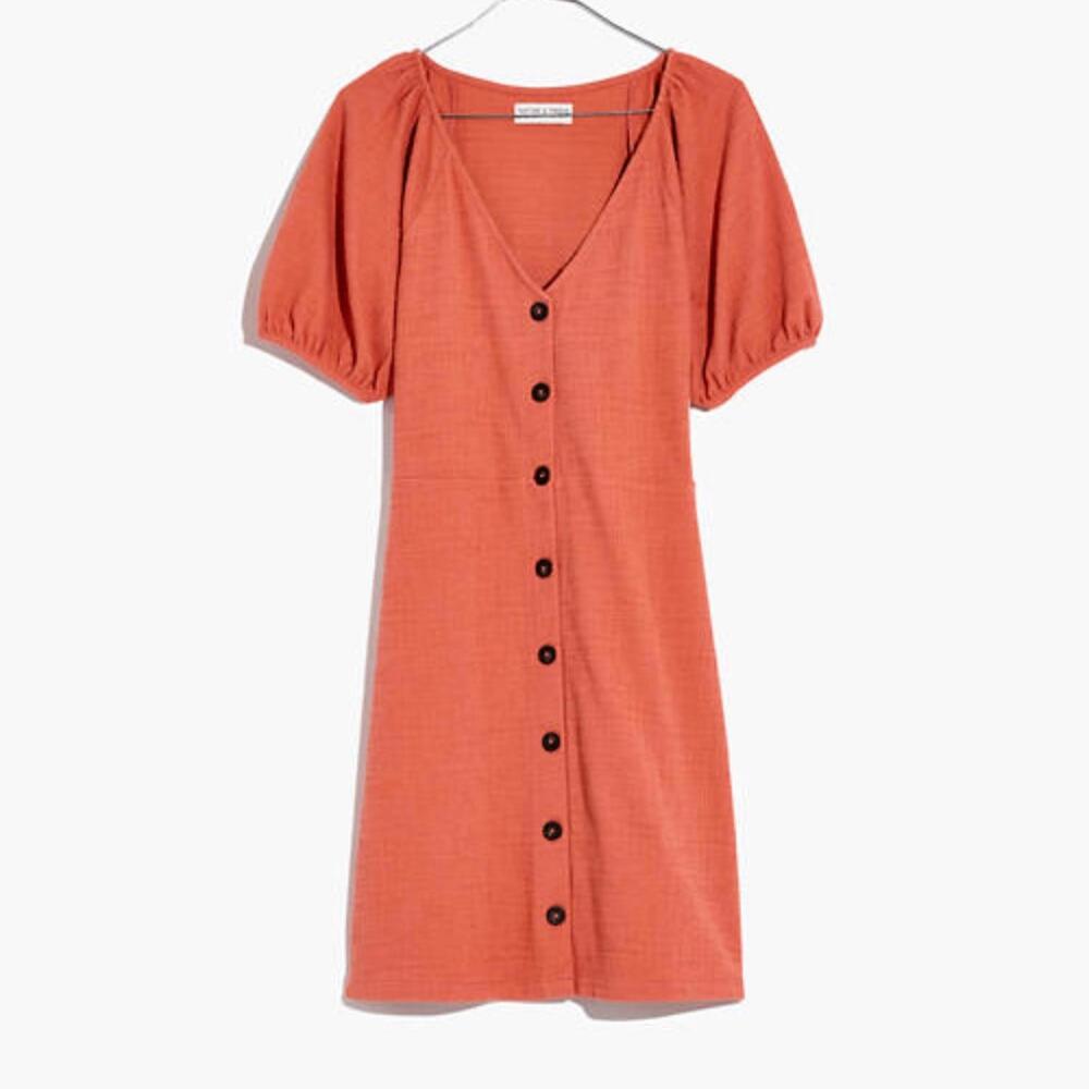 Women's Button-Front Short Sleeve Casual Dress